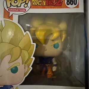 Funko Pop Dragon Ball Z Figure with Yellow Hair and Blue Outfit